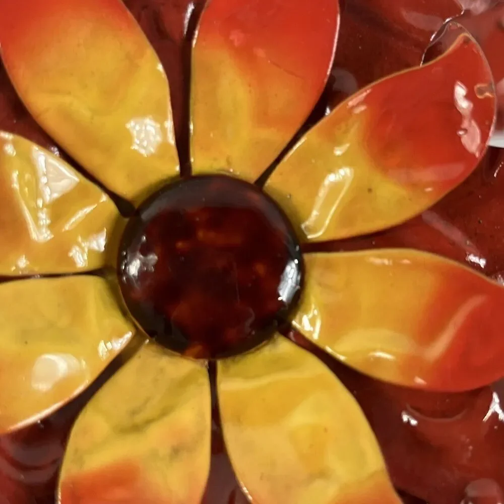 6 Pier 1 Metal Floral Sunflower Napkin Ring Holders Summer Fall Autumn Harvest